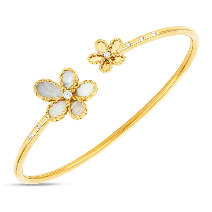 JASMINE BANGLE WITH DIAMONDS AND MOTHER OF PEARL
