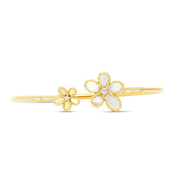 JASMINE BANGLE WITH DIAMONDS AND MOTHER OF PEARL