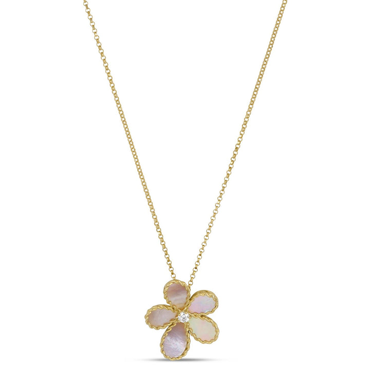 JASMINE NECKLACE WITH DIAMONDS AND MOTHER OF PEARL