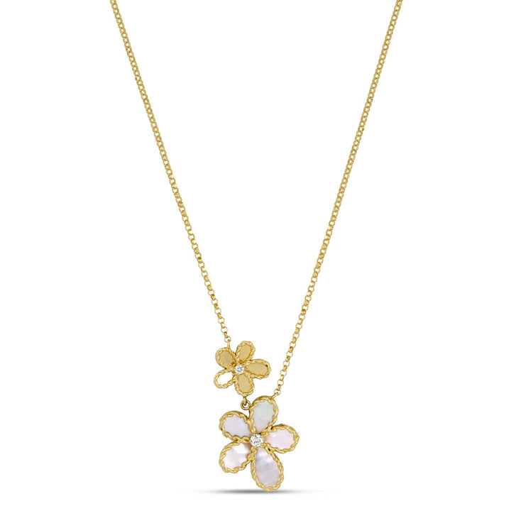 JASMINE NECKLACE WITH DIAMONDS AND MOTHER OF PEARL