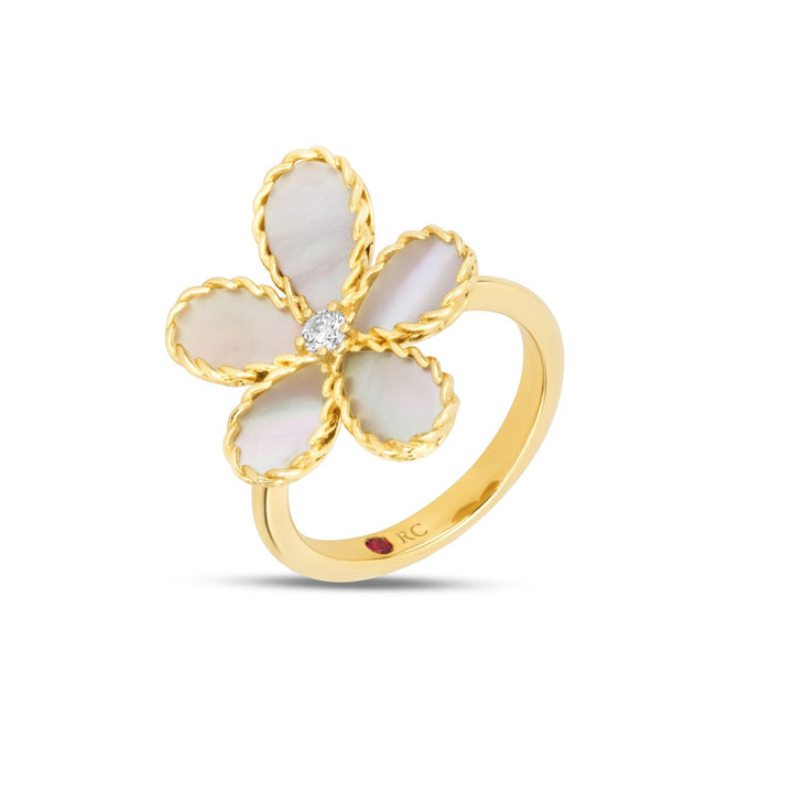 JASMINE RING WITH DIAMONDS AND MOTHER OF PEARL