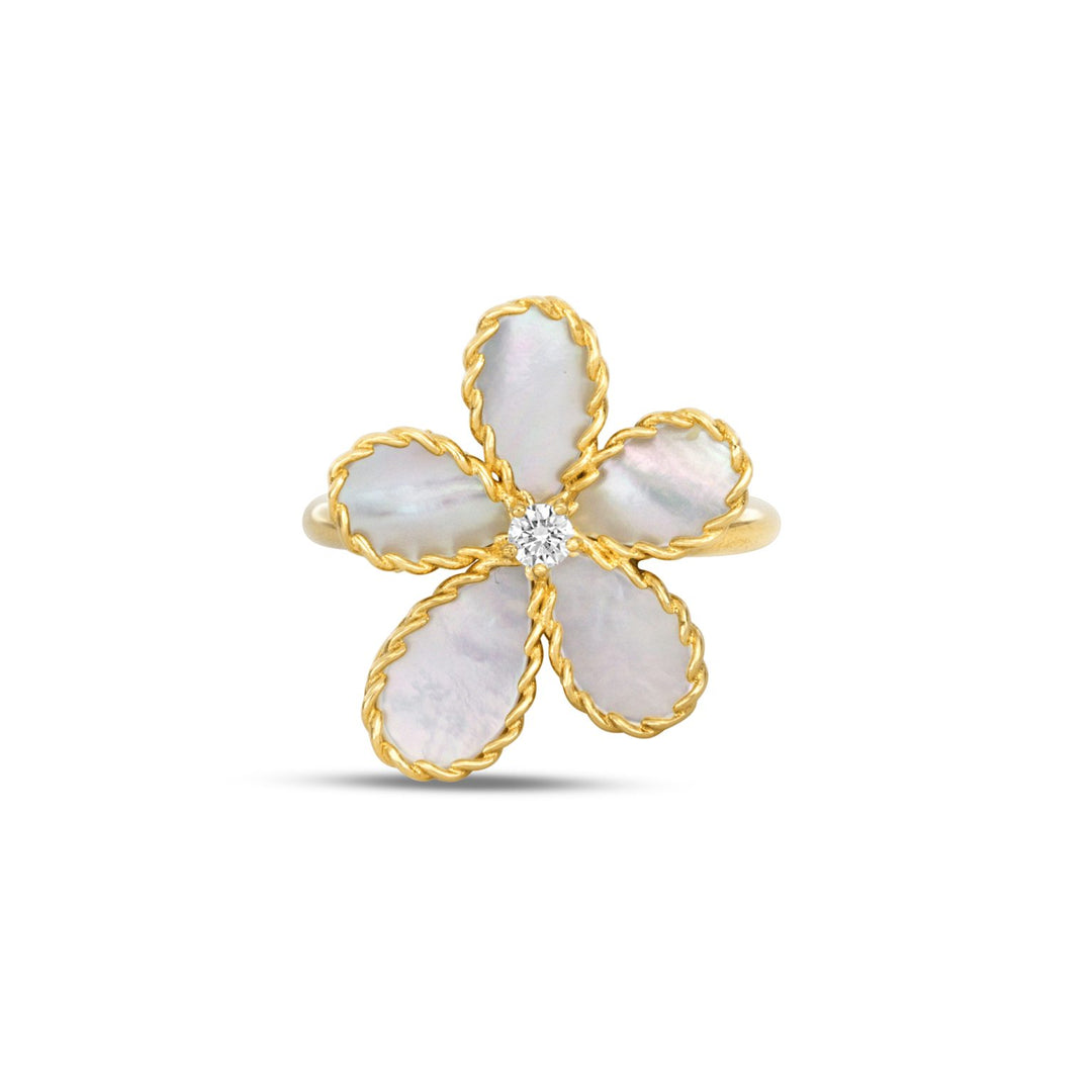 JASMINE RING WITH DIAMONDS AND MOTHER OF PEARL