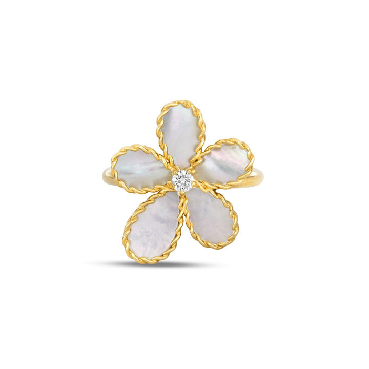 JASMINE RING WITH DIAMONDS AND MOTHER OF PEARL