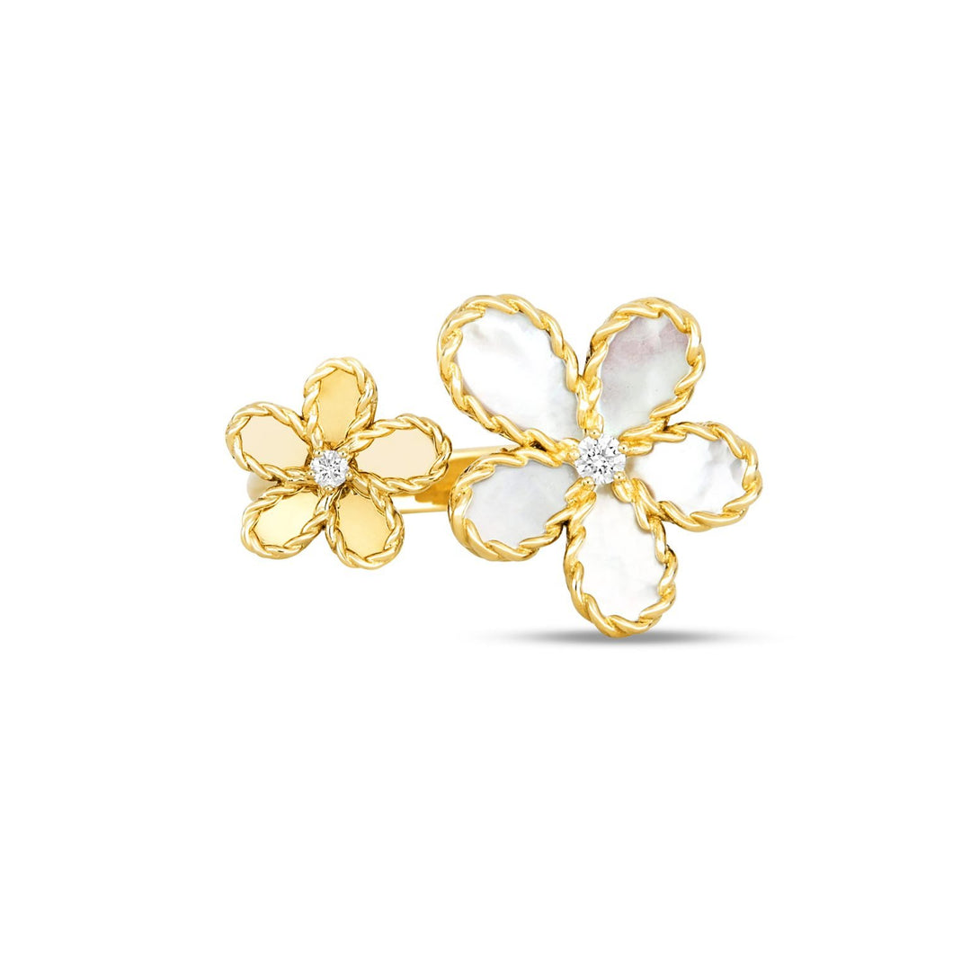 JASMINE RING WITH DIAMONDS AND MOTHER OF PEARL