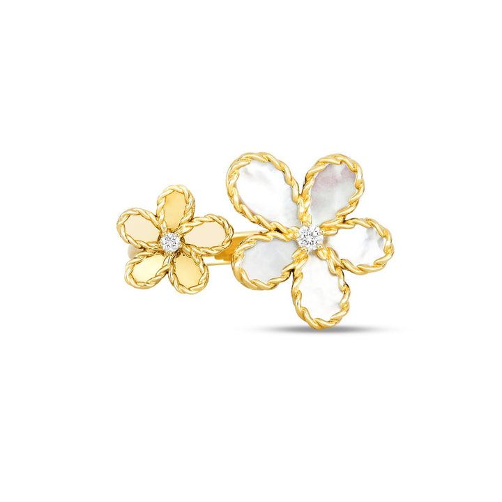 JASMINE RING WITH DIAMONDS AND MOTHER OF PEARL