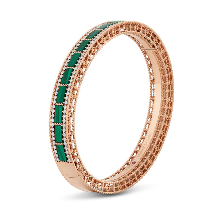 ART DECO BANGLE WITH MALACHITE AND DIAMONDS