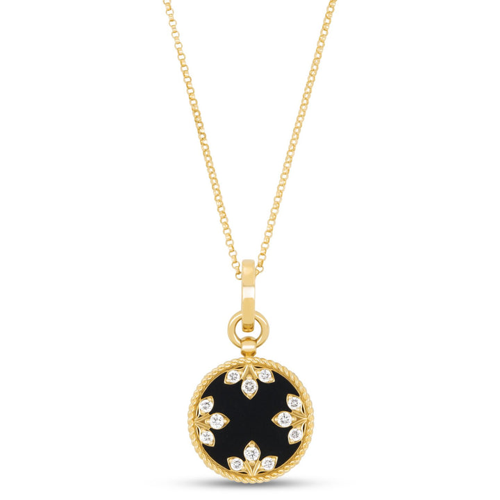 VENETIAN MEDALLIONS COLLAR WITH DIAMONDS AND BLACK JADE