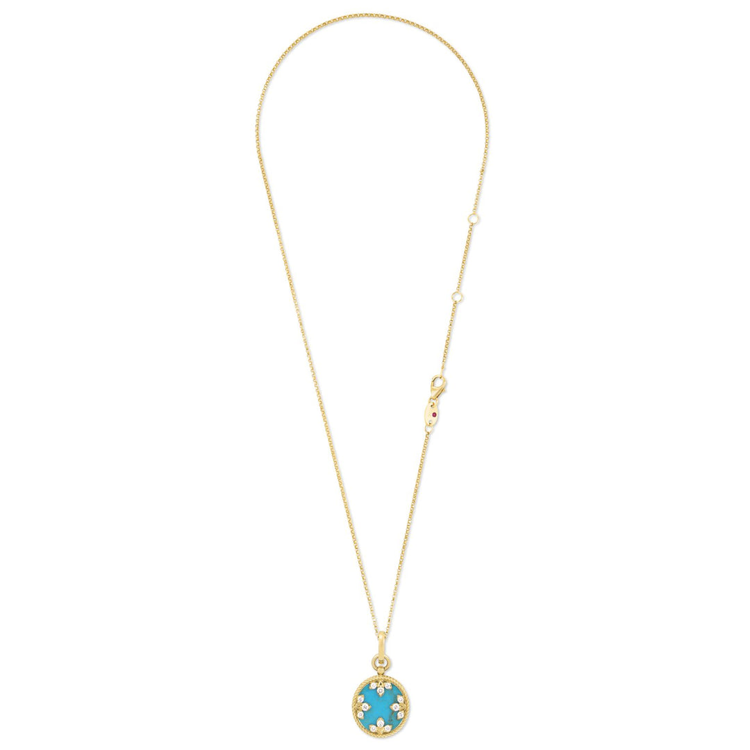 VENETIAN MEDALLIONS COLLAR WITH DIAMONDS AND TURQUOISE