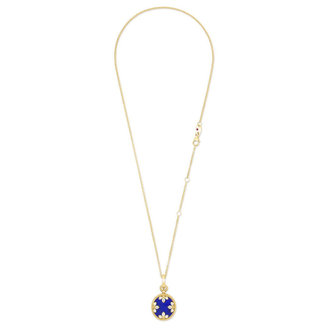 VENETIAN MEDALLIONS COLLAR WITH DIAMONDS AND LAPIS
