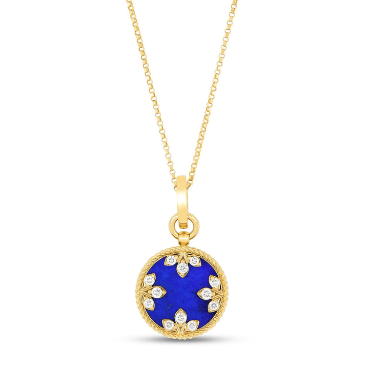 VENETIAN MEDALLIONS COLLAR WITH DIAMONDS AND LAPIS