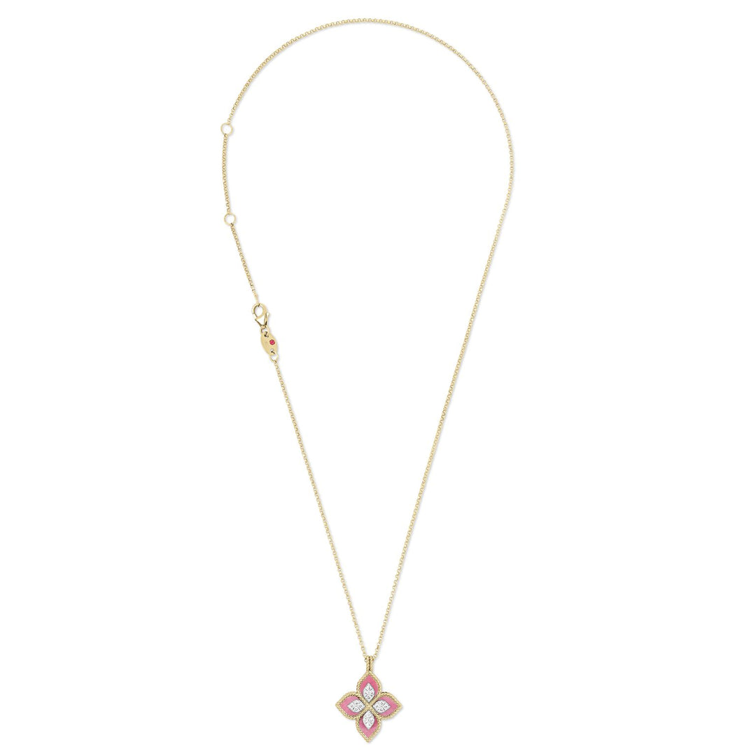PRINCESS FLOWER COLLAR WITH DIAMOND AND RHODONITE
