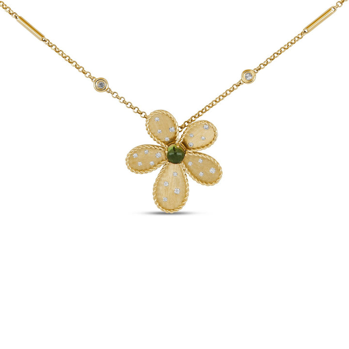 JASMINE NECKLACE WITH DIAMONDS AND GREEN TOURMALINE