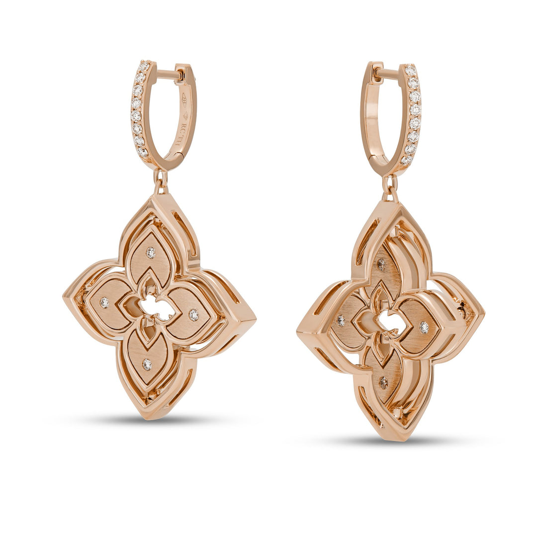 VENETIAN PRINCESS EARRINGS WITH DIAMONDS AND MOTHER OF PEARL