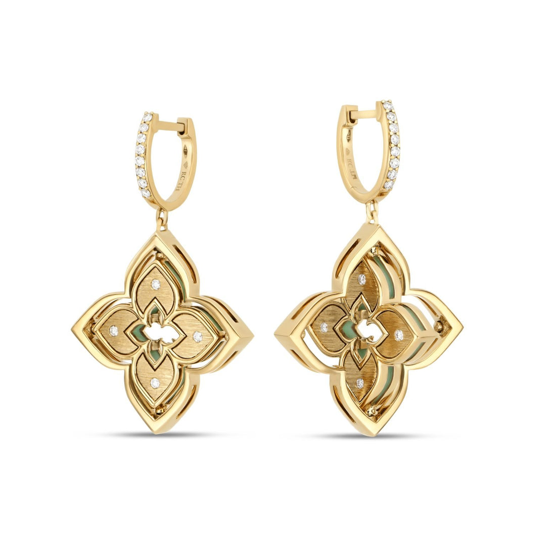 VENETIAN PRINCESS EARRINGS WITH DIAMONDS AND CHRYSOPRASE