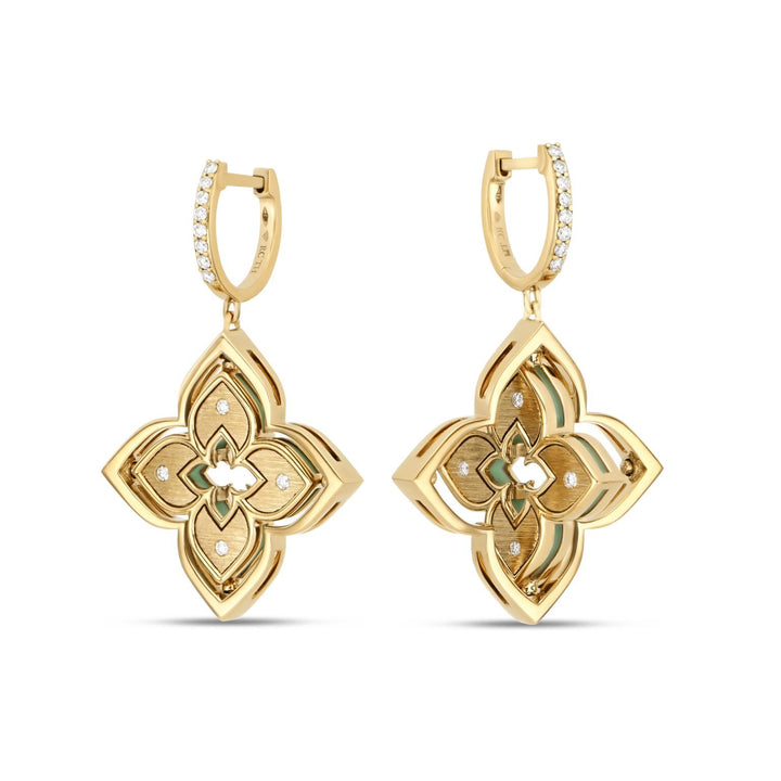 VENETIAN PRINCESS EARRINGS WITH DIAMONDS AND CHRYSOPRASE