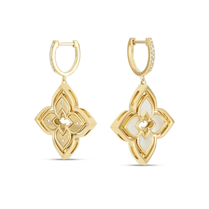 VENETIAN PRINCESS EARRINGS WITH DIAMONDS AND MOTHER OF PEARL