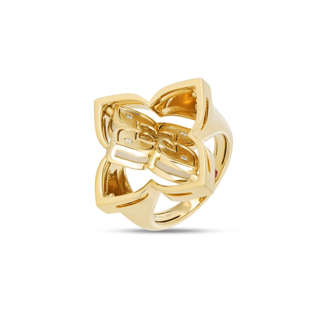VENETIAN PRINCESS RING WITH DIAMONDS AND MOTHER OF PEARL