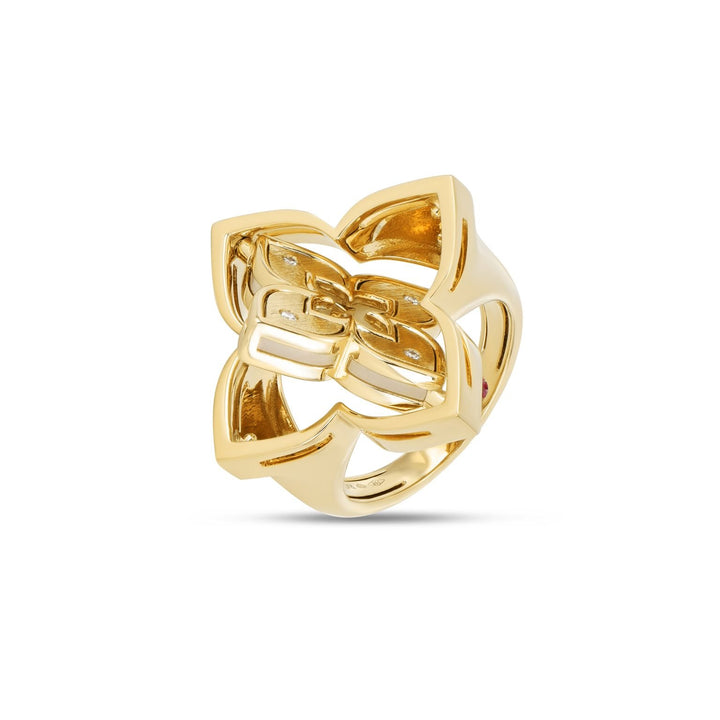 VENETIAN PRINCESS RING WITH DIAMONDS AND MOTHER OF PEARL