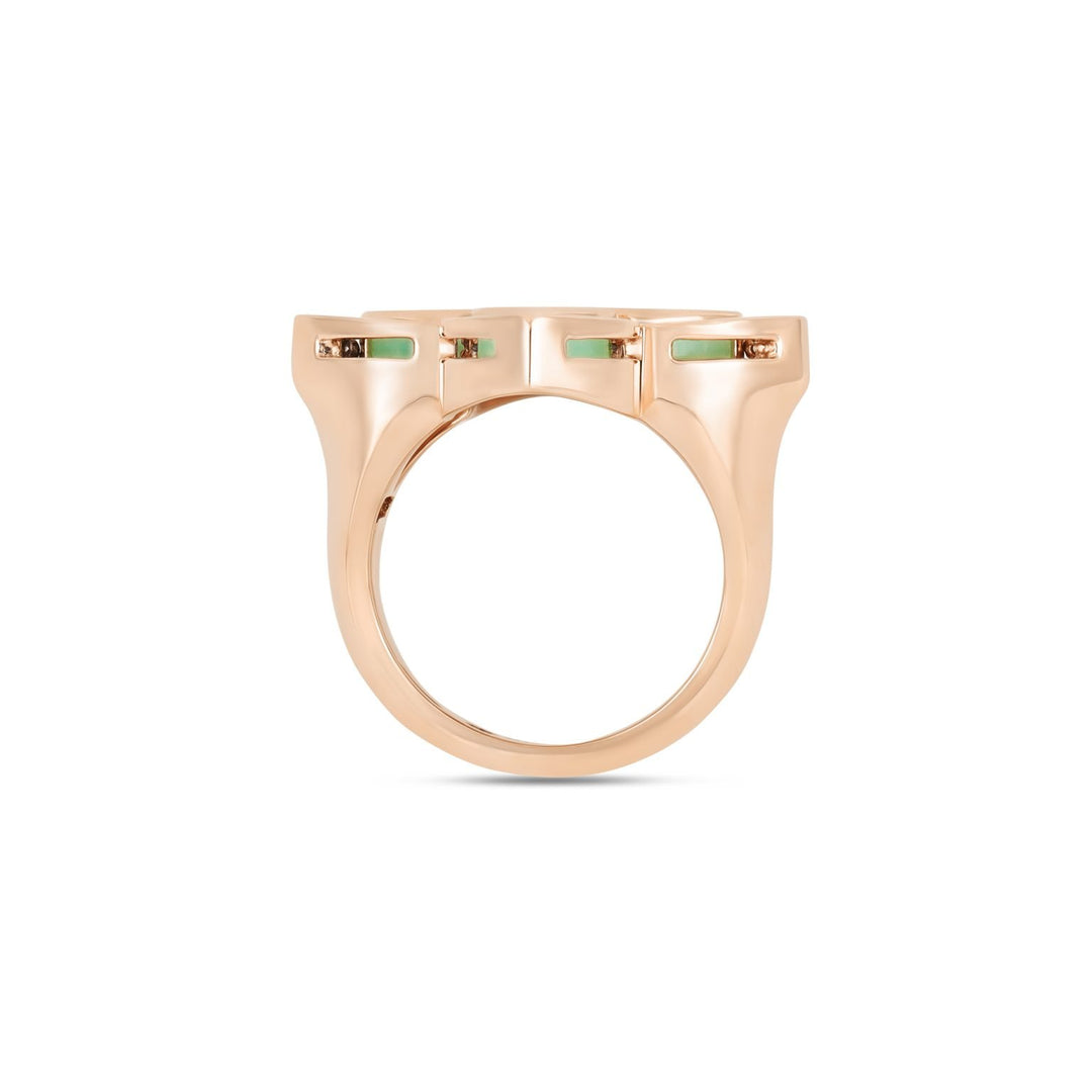 VENETIAN PRINCESS RING WITH DIAMONDS AND CHRYSOPHASE