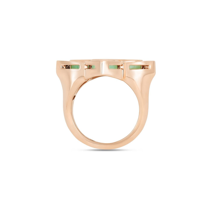 VENETIAN PRINCESS RING WITH DIAMONDS AND CHRYSOPHASE