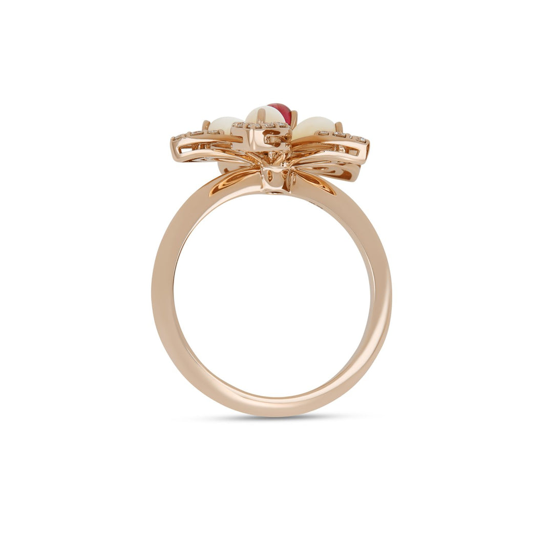 TIARÈ RING WITH MOTHER OF PEARL, RUBELLITE AND DIAMONDS