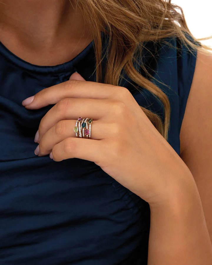 "TOURMALINES" GOLD AND TOURMALINE COLORFUL RING