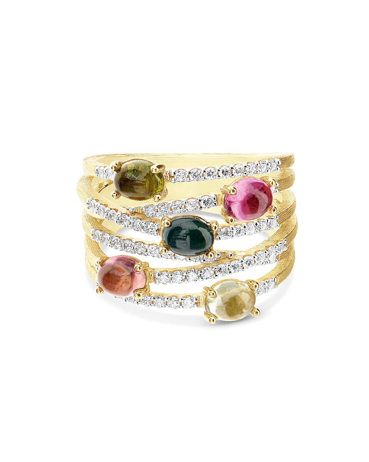 "TOURMALINES" GOLD AND TOURMALINE COLORFUL RING