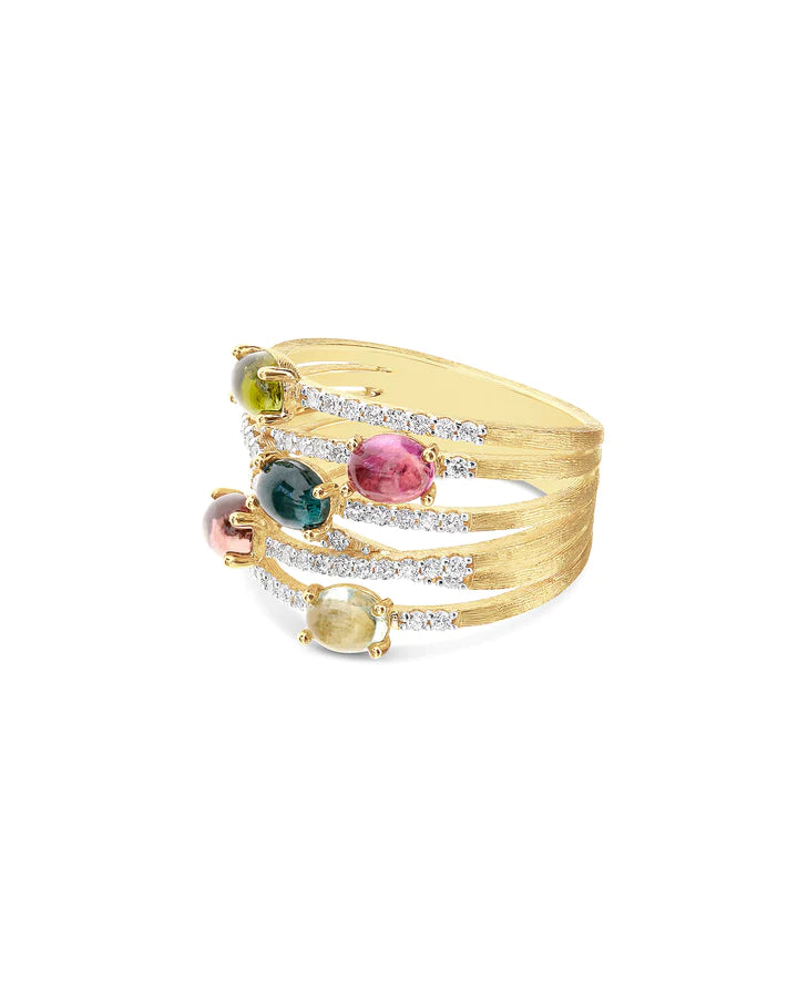 "TOURMALINES" GOLD AND TOURMALINE COLORFUL RING