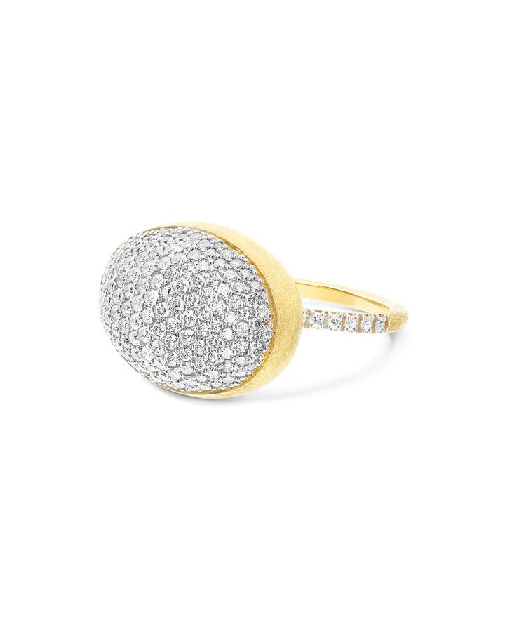 "BOULES" GOLD AND PAVE' DIAMONDS RING (LARGE)