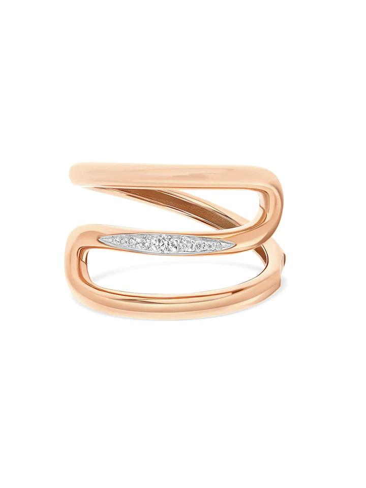 "LIBERA" ROSE GOLD AND DIAMONDS SPIRAL RING