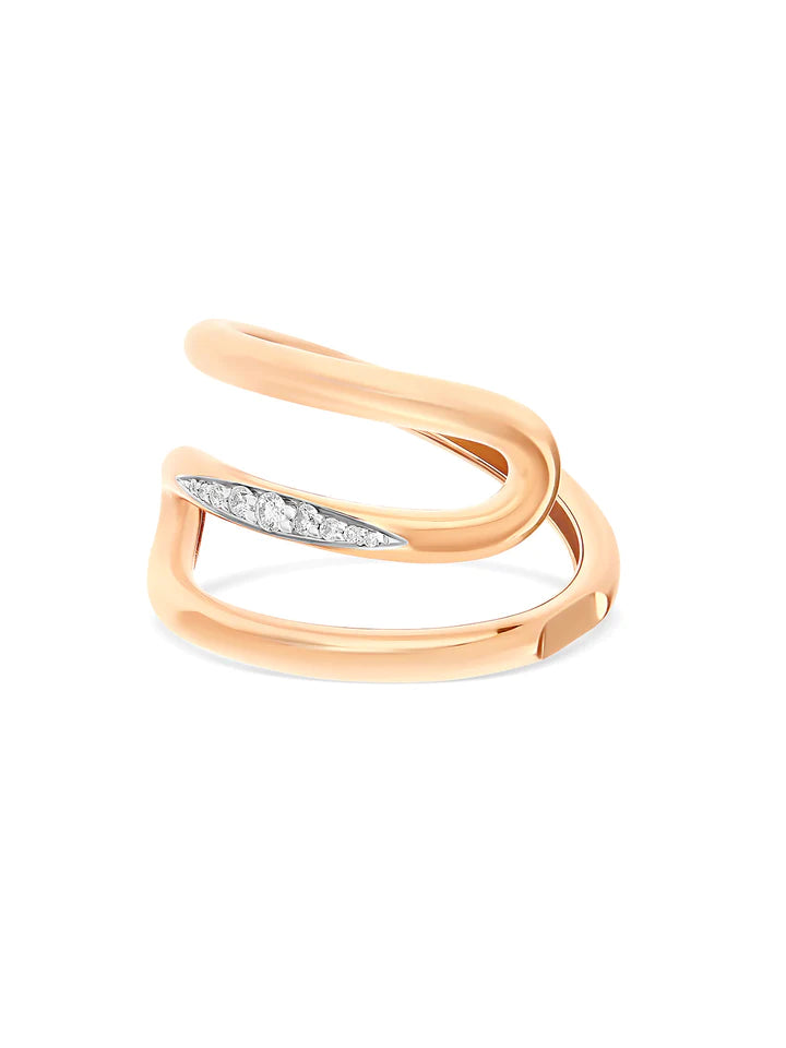 "LIBERA" ROSE GOLD AND DIAMONDS SPIRAL RING