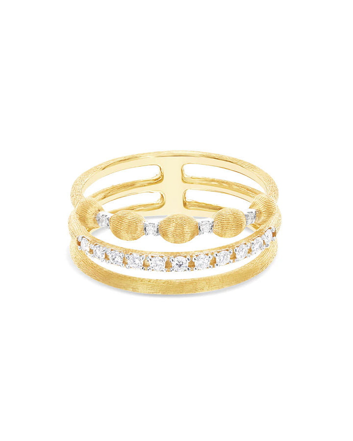 "ÉLITE" GOLD AND DIAMONDS TRIPLE BAND RING