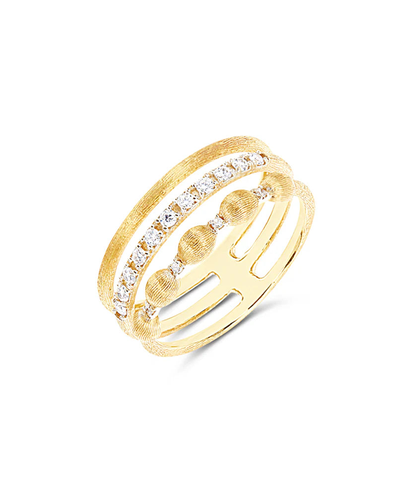 "ÉLITE" GOLD AND DIAMONDS TRIPLE BAND RING
