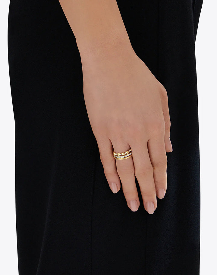 "ÉLITE" GOLD AND DIAMONDS TRIPLE BAND RING