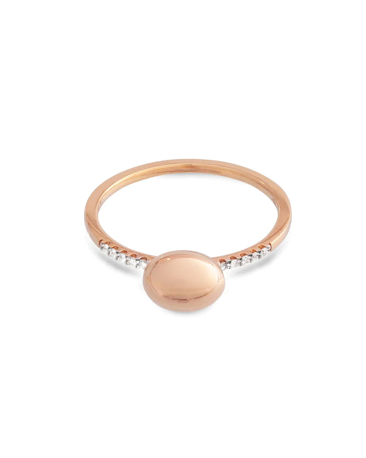 "DANCING ÉLITE" ROSE GOLD BOULE AND DIAMONDS PAVÉ RING (SMALL)