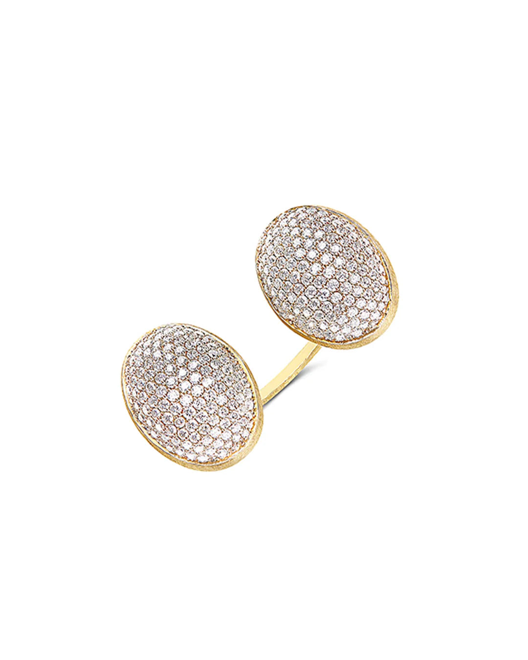 "BUBBLE" STATEMENT RING WITH TWO GOLD AND DIAMONDS BOULES (LARGE)