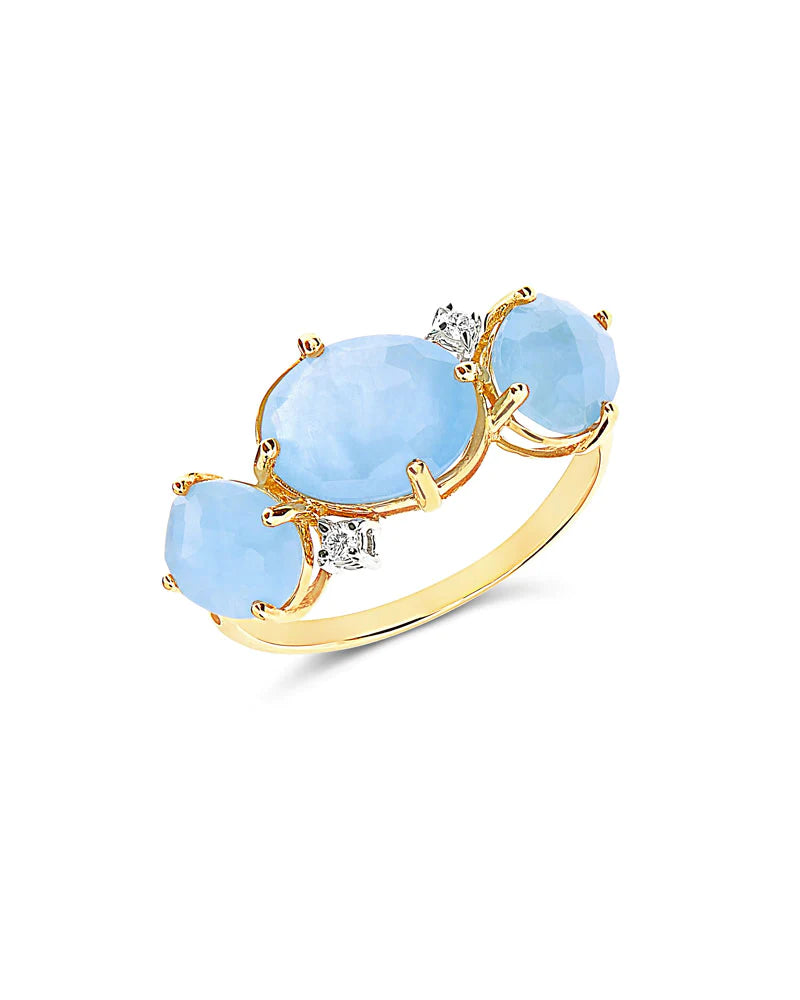 "IPANEMA" GOLD, AQUAMARINE AND DIAMONDS RING