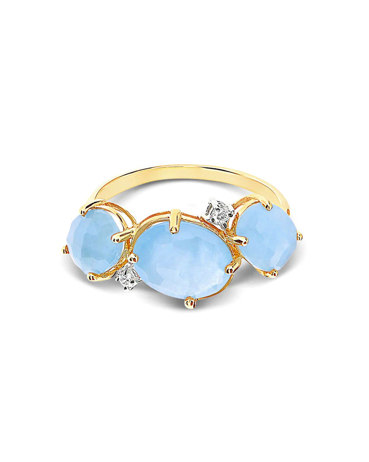 "IPANEMA" GOLD, AQUAMARINE AND DIAMONDS RING