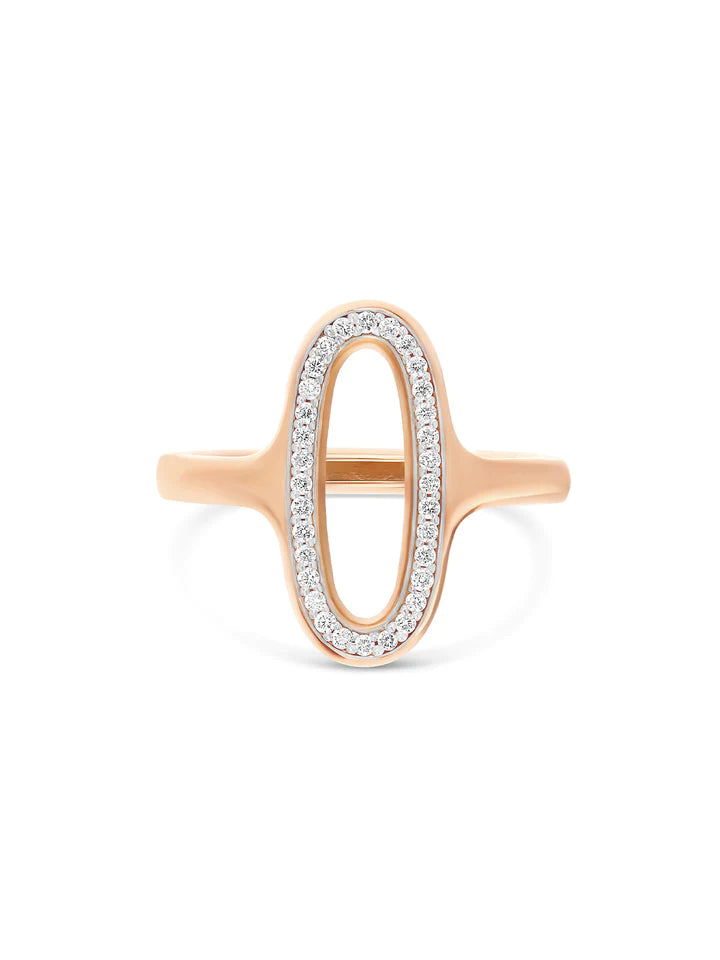 LIBERA ROSE GOLD AND DIAMONDS OVAL SIGNET RING