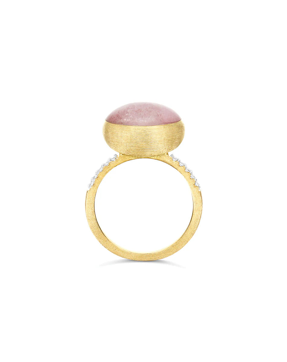"BOULES" ROSOLIO GOLD, DIAMONDS, ROCK CRYSTAL, STRAWBERRY QUARTZ, AND MOTHER-OF-PEARL RING (MEDIUM)