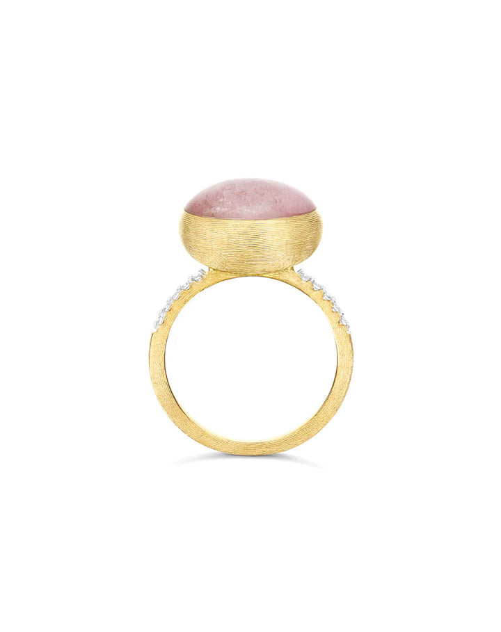 "BOULES" ROSOLIO GOLD, DIAMONDS, ROCK CRYSTAL, STRAWBERRY QUARTZ, AND MOTHER-OF-PEARL RING (MEDIUM)