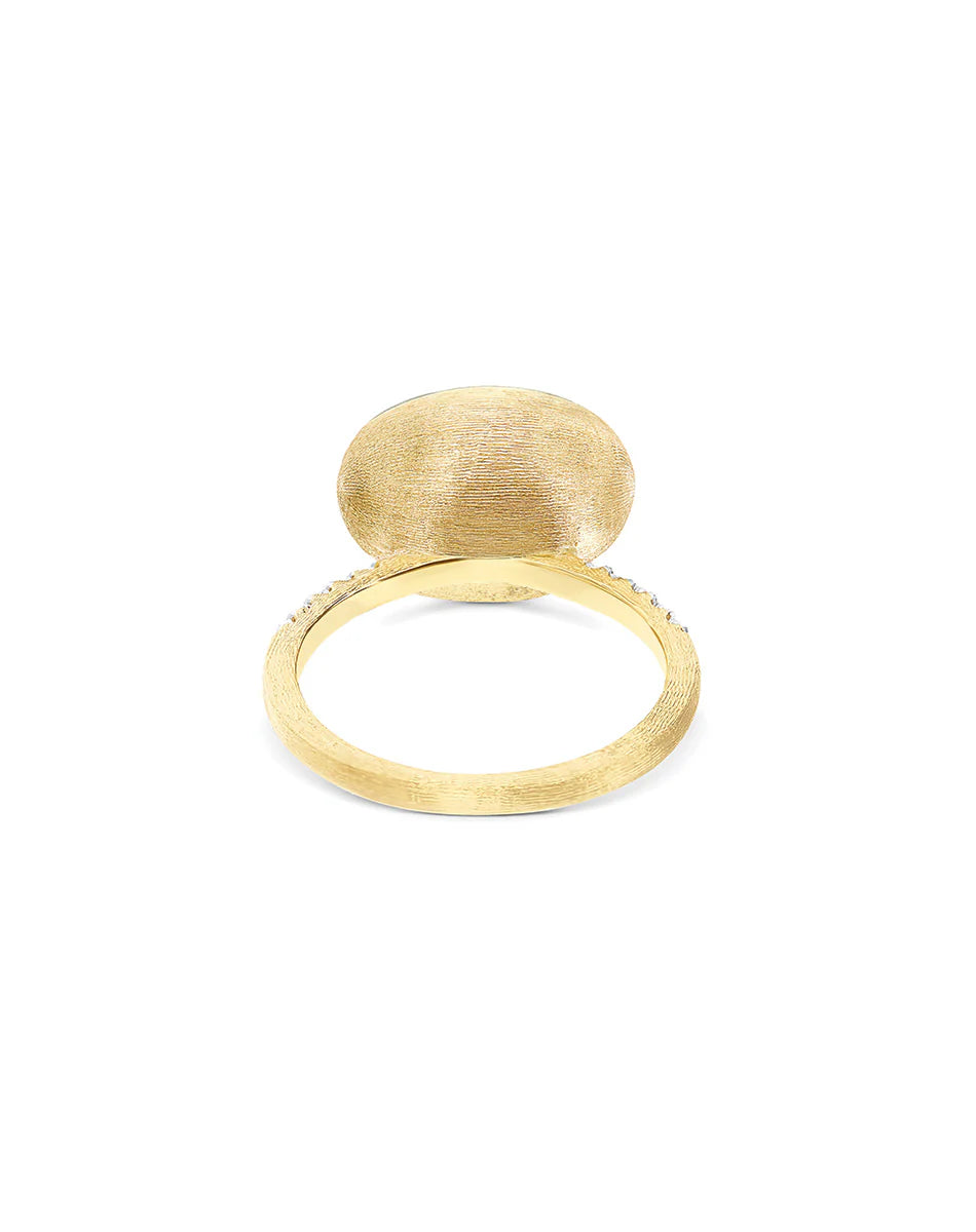 "BOULES" ROSOLIO GOLD, DIAMONDS, ROCK CRYSTAL, STRAWBERRY QUARTZ, AND MOTHER-OF-PEARL RING (MEDIUM)