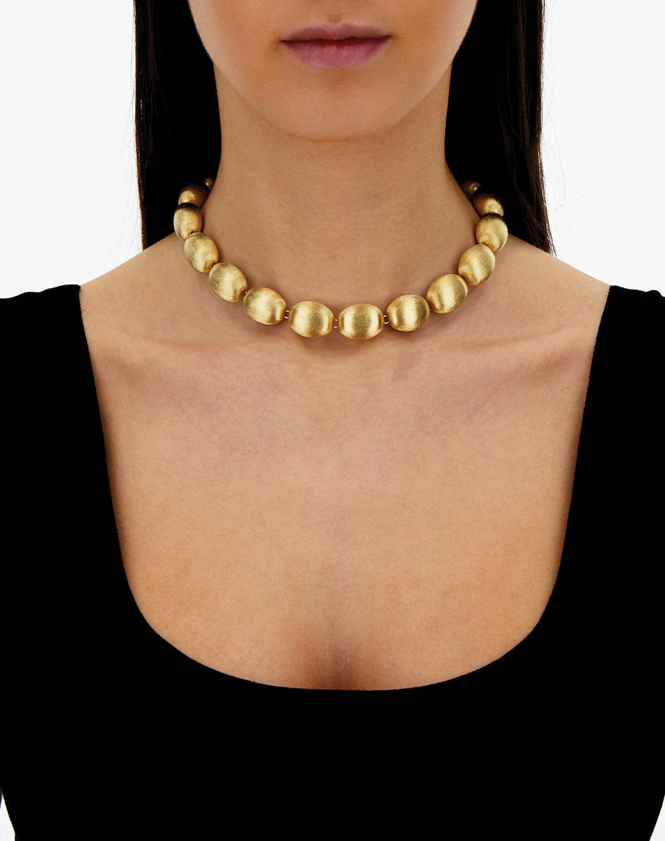 "MUSE"GOLD BEADED NECKLACE (MEDIUM)