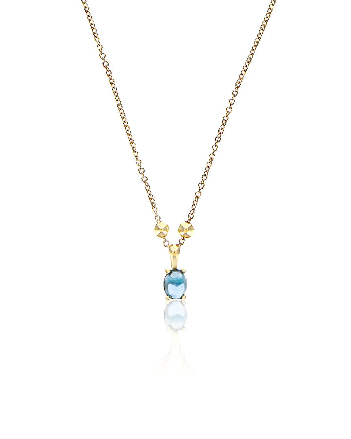 "AZURE" GOLD, DIAMONDS AND LONDON BLUE TOPAZ DAINTY TINY PENDANT