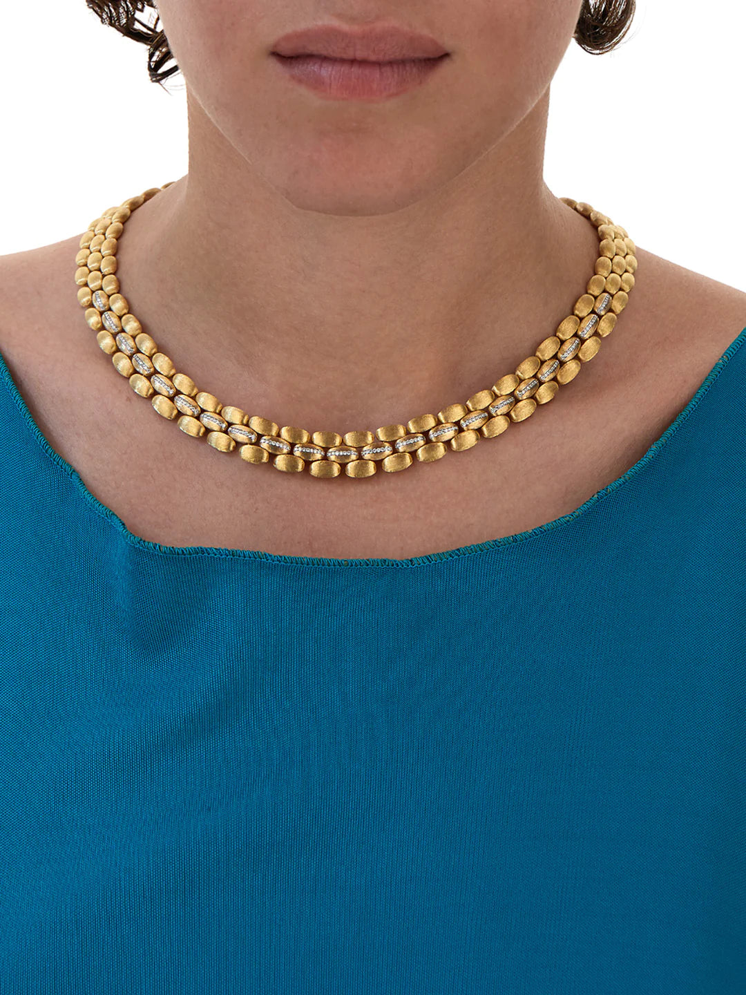 "DIVA" GOLD AND DIAMONDS STATEMENT NECKLACE