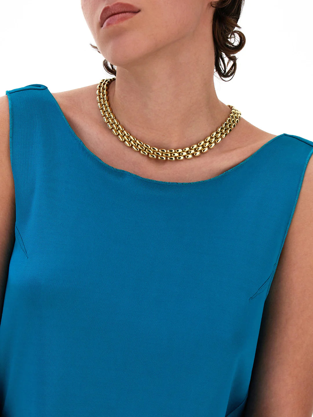 "DIVA" GOLD AND DIAMONDS STATEMENT NECKLACE