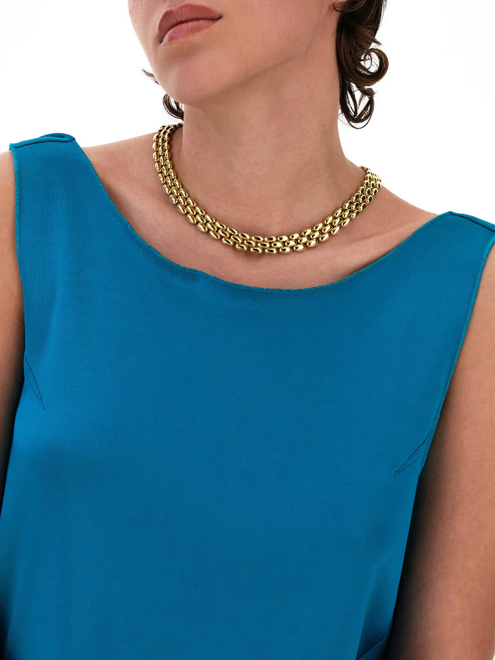 "DIVA" GOLD AND DIAMONDS STATEMENT NECKLACE
