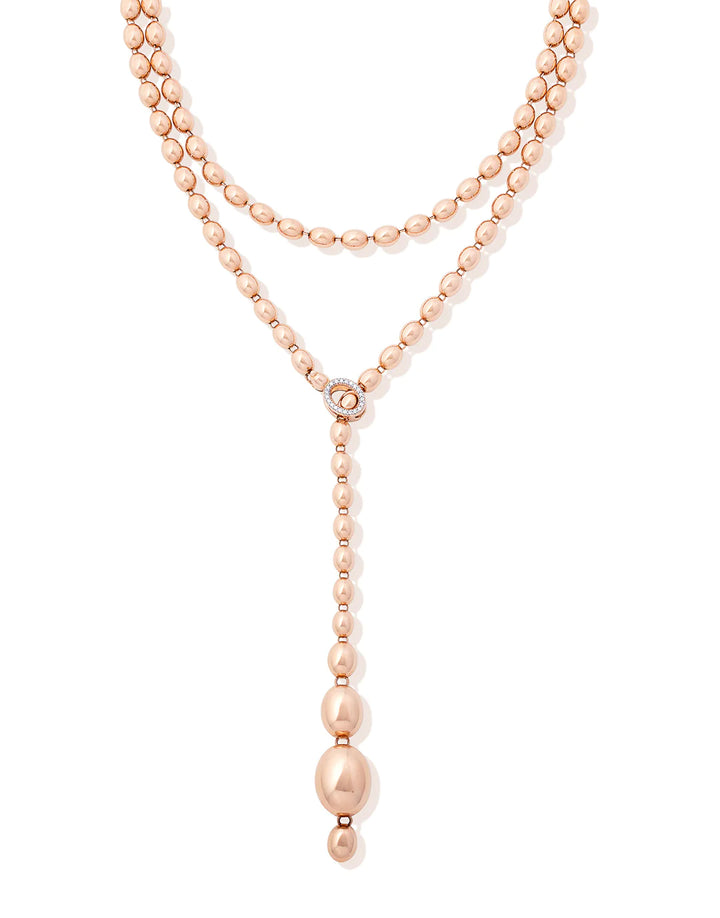 "IVY" ROSE GOLD BOULES AND DIAMONDS ICONIC CONVERTIBLE NECKLACE (LONG)
