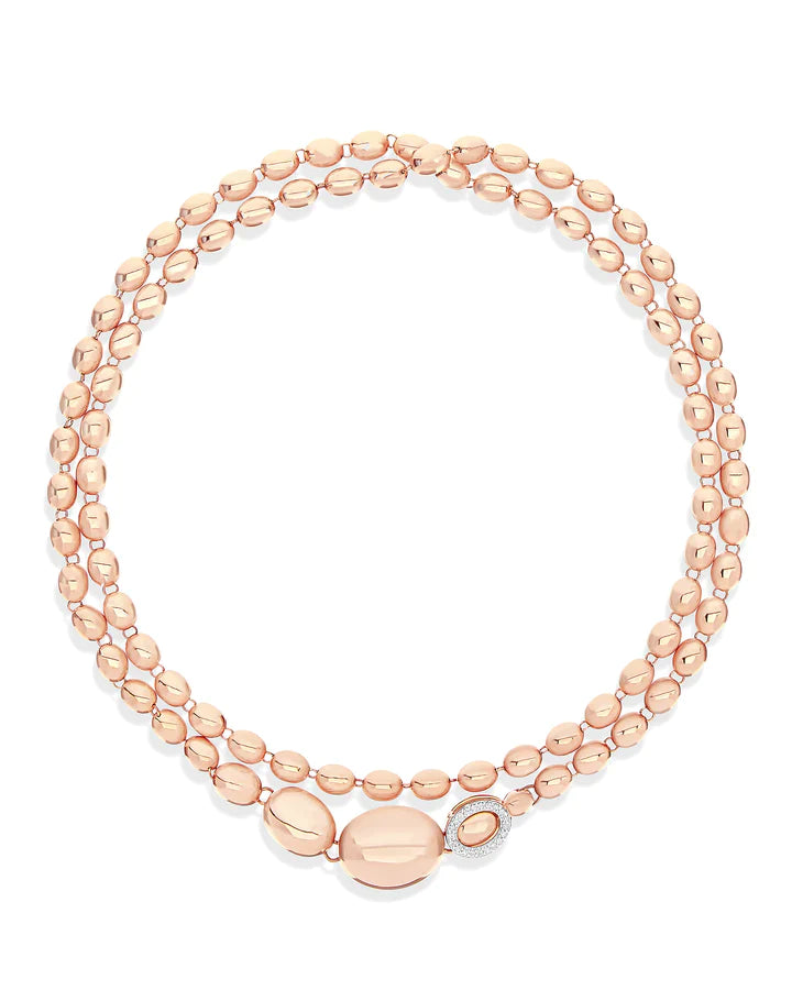 "IVY" ROSE GOLD BOULES AND DIAMONDS ICONIC CONVERTIBLE NECKLACE (SHORT)