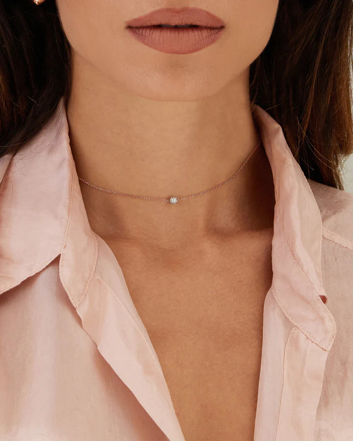 "DANCING ÉLITE" ROSE GOLD AND DIAMONDS BOULE LIGHT POINT NECKLACE